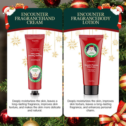 Luxurious complete Christmas gift box, 4-in-1 hand and body care set including moisturizer, body lotion, spray and soap bar