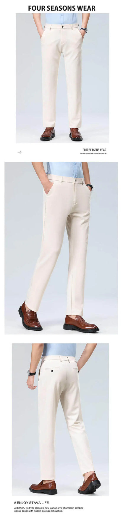 10 color casual pants, men's business casual suit pants, loose straight summer thin stretch suit pants