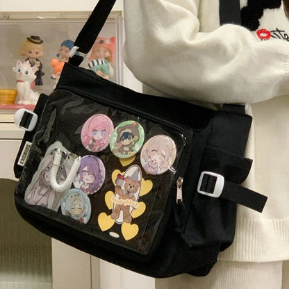 Japanese Y2K Lolita Transparent Shoulder Bag Women Trend Itabag Badge DIY Decoration Crossbody Bag Daily School Bag for Teenager