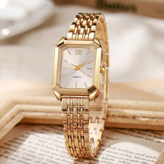 Light Luxury Steel Strip Watches Elegant Women's Watch Female Student Fashionable Simple Square Quartz Wristwatches