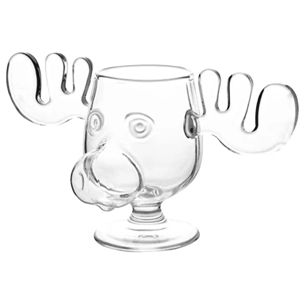 1-4PCS 240ml 8oz Christmas Vacation Moose Mug Christmas Reindeer Head Creative Elk Glass Wine Beer Water Juice Milk Glass