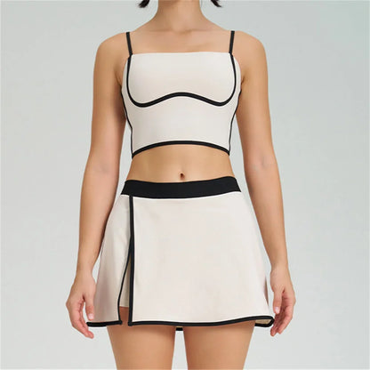 1/2PCS Women Tracksuit Yoga Set Gym Set Bra Sports Anti Shorts Skirt Workout Sportswear Running Gym Wear Athletic Suits