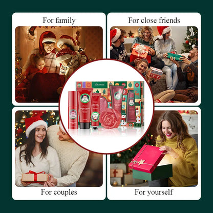 Luxurious complete Christmas gift box, 4-in-1 hand and body care set including moisturizer, body lotion, spray and soap bar