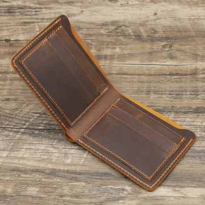 100% Genuine Leather Wallet Men Vintage Style Bifold Brown Wallet for Men Leather Genuine
