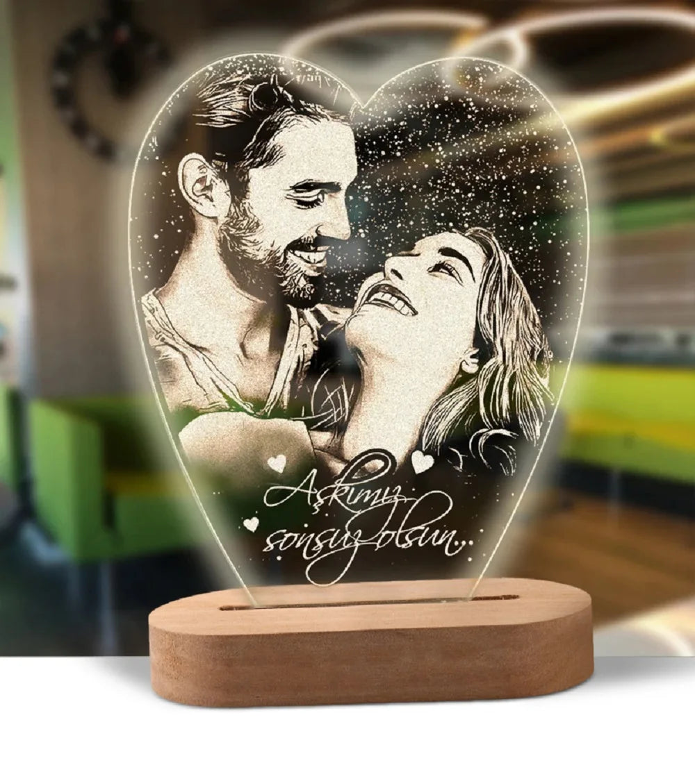 Personalized 3D Lamp Custom Photo Night Light Heart LED Lamp Name Date On Anniversary Wedding Valentin's Day Gift couples gifts