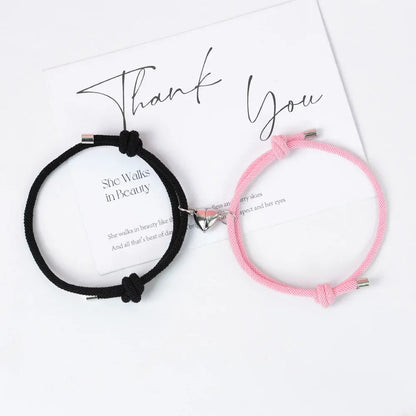 LATS 2 Pice Black White Color Hand Rope Love Magnetic Couple Good Friend Brother Party Student Travel Fashion Elegant Silver Mul