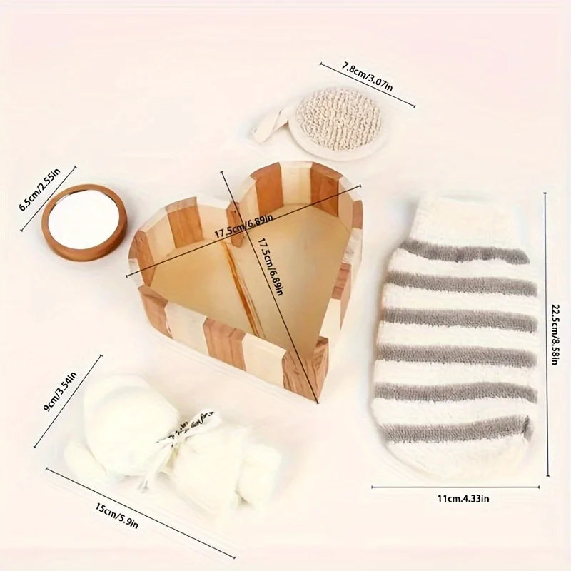 Bath Spa Gift Set Luxury Bathroom Accessories Kit with Loofah Brush Pumice Stone Wooden Box for Body Care Relaxation Gift Set