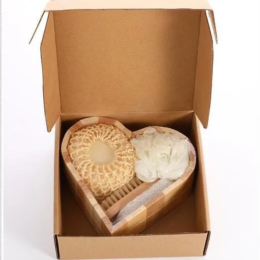 Bath Spa Gift Set Luxury Bathroom Accessories Kit with Loofah Brush Pumice Stone Wooden Box for Body Care Relaxation Gift Set