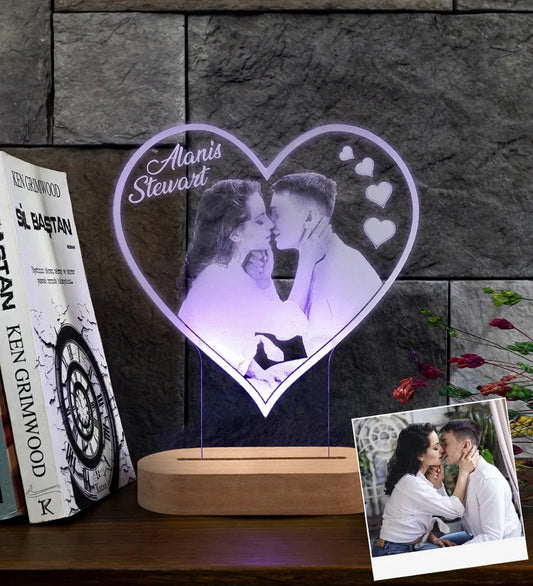 Personalized 3D Lamp Custom Photo Night Light Heart LED Lamp Name Date On Anniversary Wedding Valentin's Day Gift couples gifts