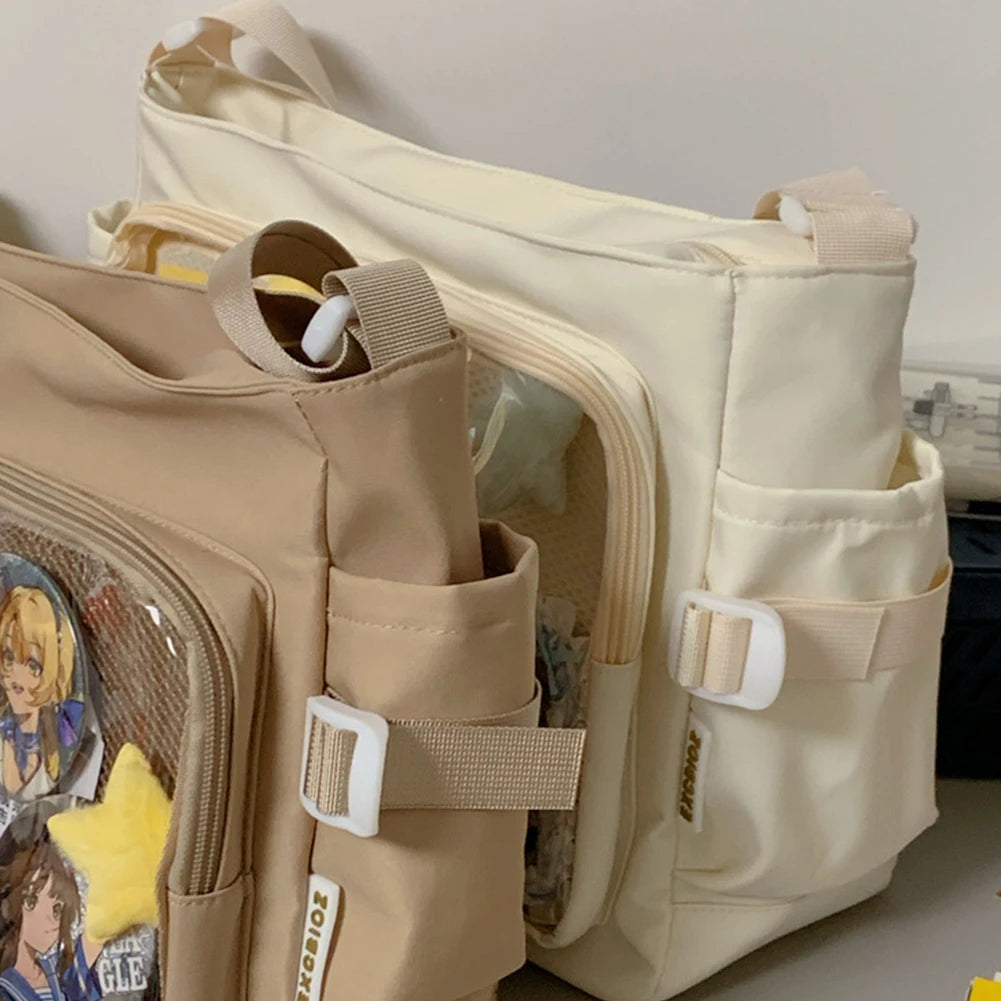 Japanese Y2K Lolita Transparent Shoulder Bag Women Trend Itabag Badge DIY Decoration Crossbody Bag Daily School Bag for Teenager
