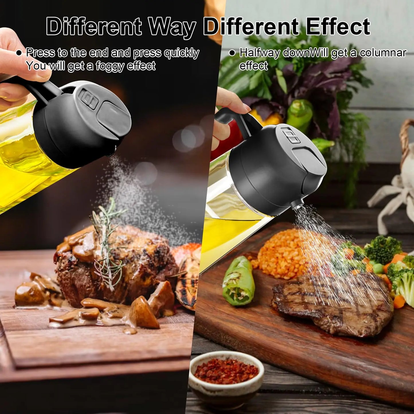 1-2PCS 2in1 Olive Oil Dispenser Bottle 500ml Plastic Oil Sprayer Cooking Oil Spray Tank BBQ Baking Picnic Kitchen Tools for Home
